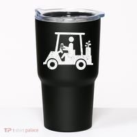 Funny Skeleton Golfer Holding A Beer in Golf Cart Tumbler thumb 0