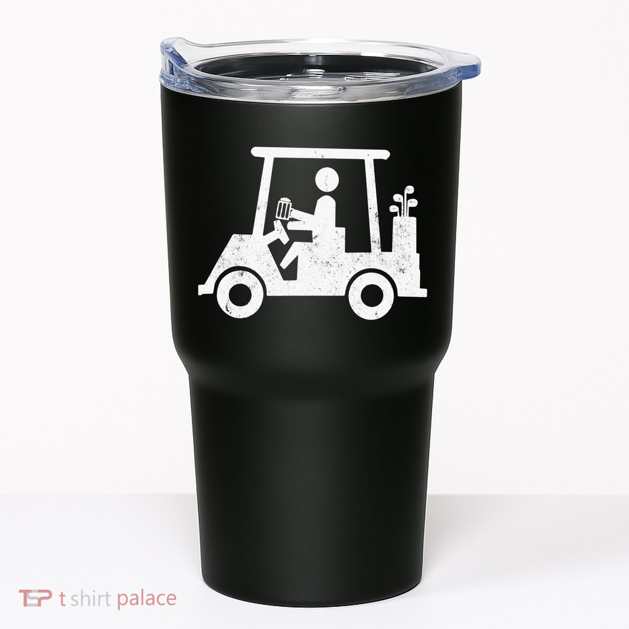 Funny Skeleton Golfer Holding A Beer in Golf Cart Tumbler