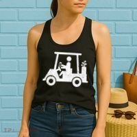 Funny Skeleton Golfer Holding A Beer in Golf Cart Women's Tank Top thumb 2