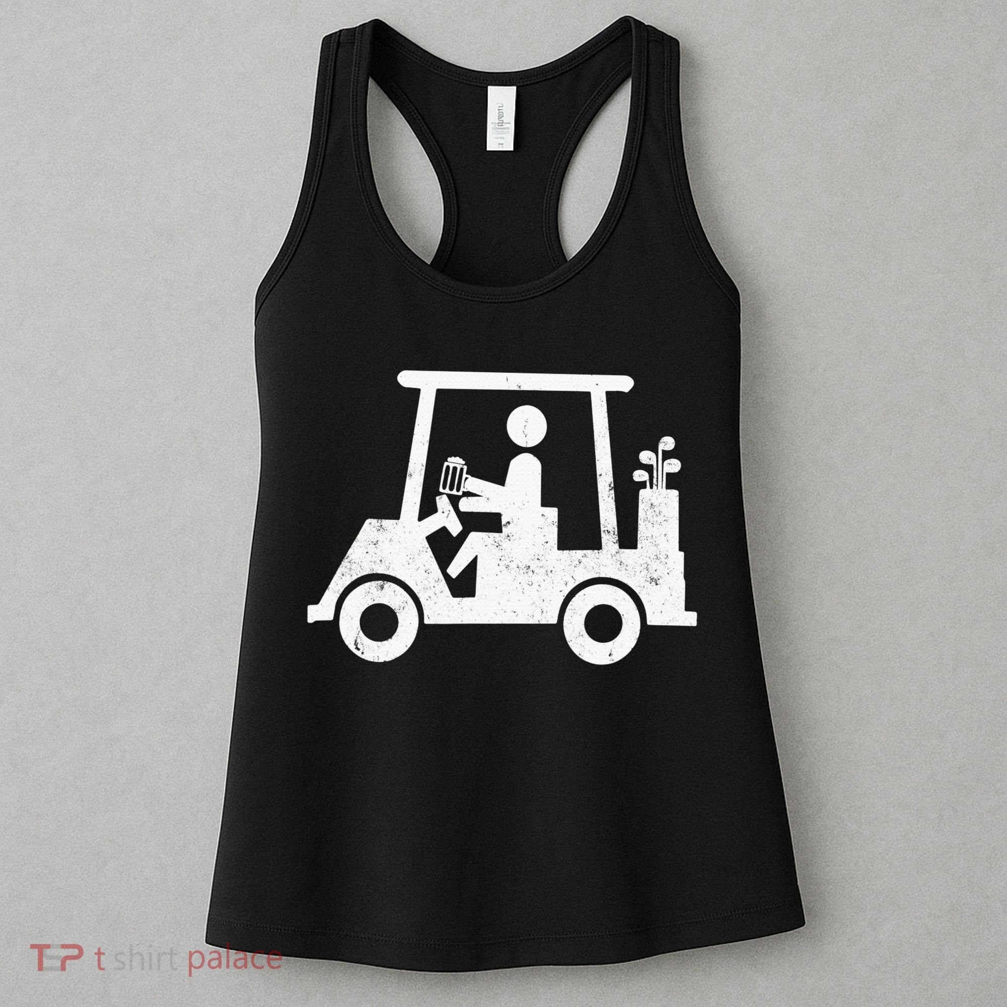 Funny Skeleton Golfer Holding A Beer in Golf Cart Women's Tank Top