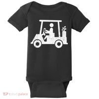 Funny Skeleton Golfer Holding A Beer in Golf Cart Baby Bodysuit thumb 0