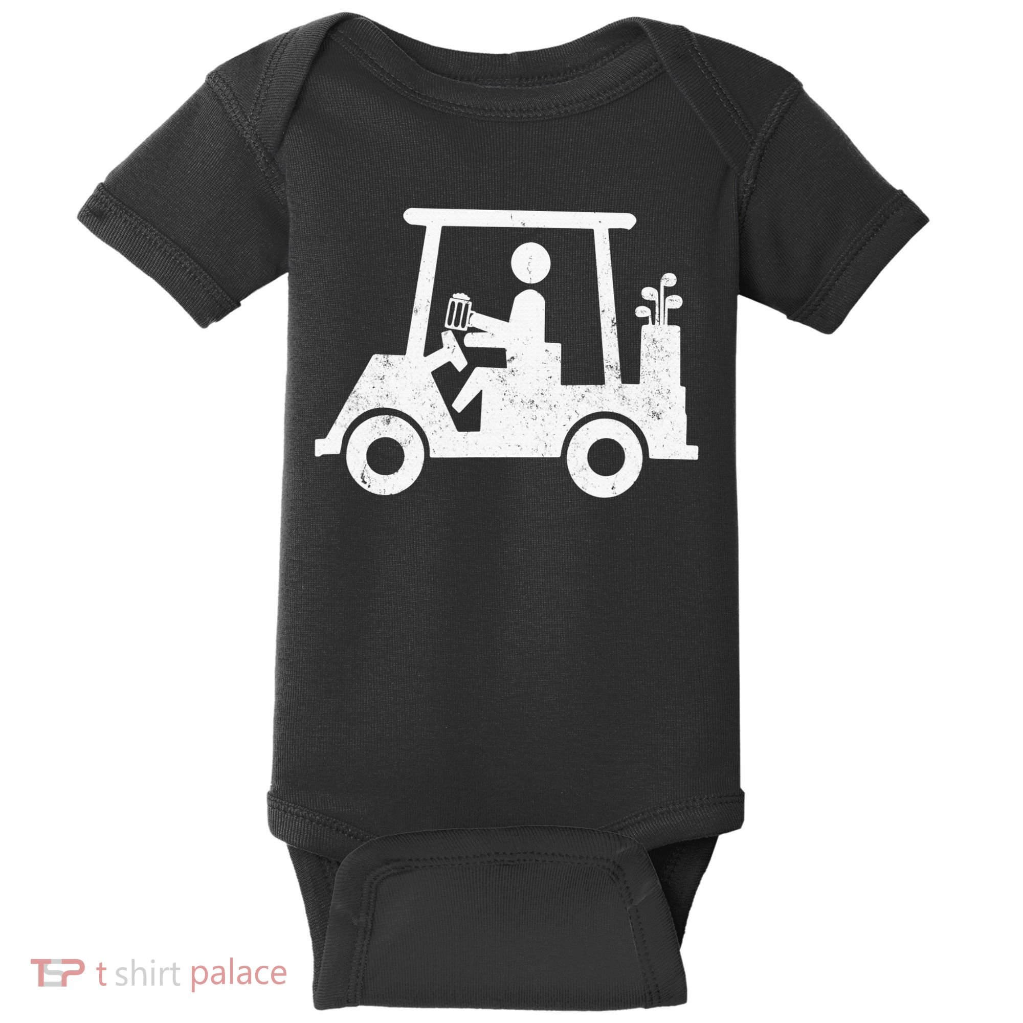 Funny Skeleton Golfer Holding A Beer in Golf Cart Baby Bodysuit