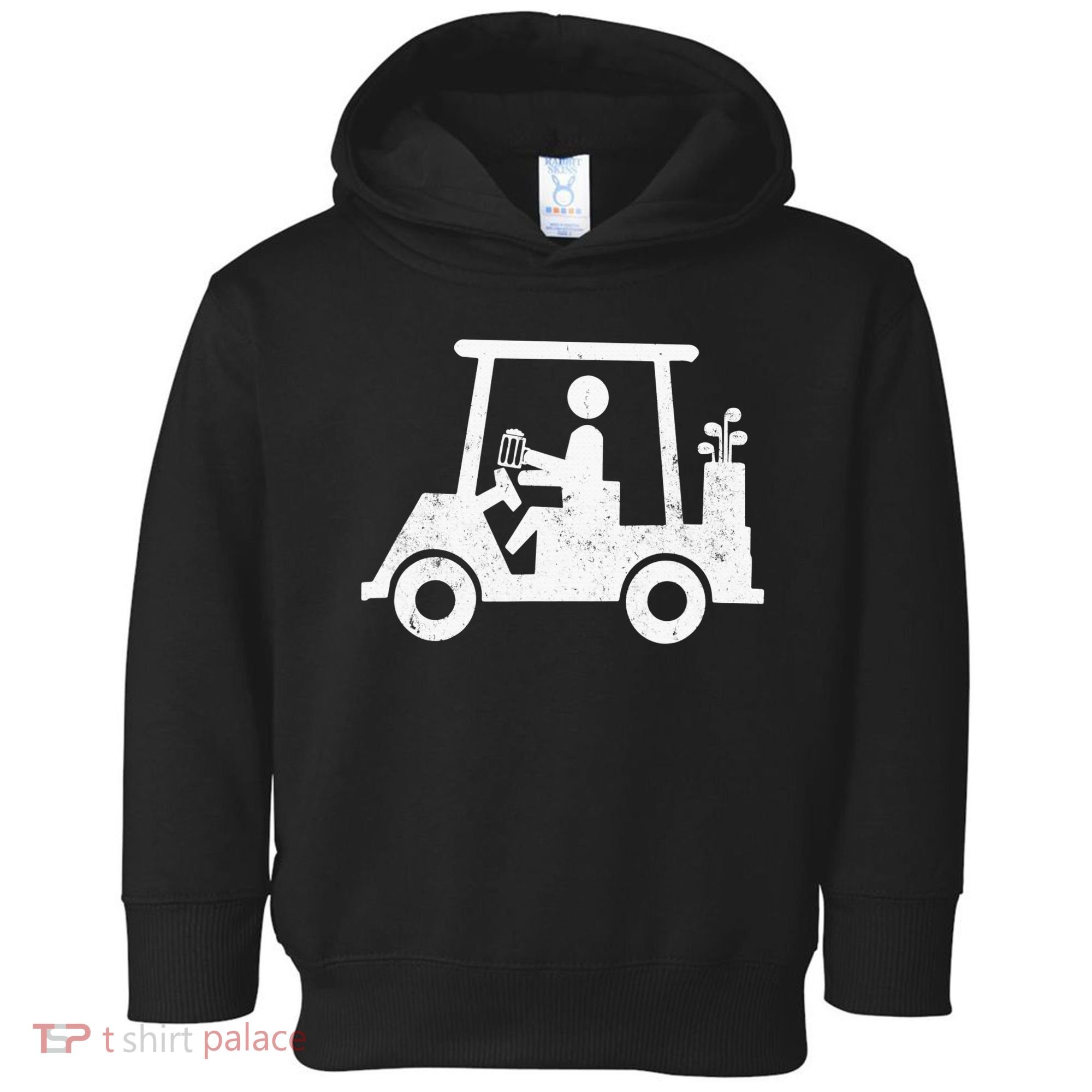 Funny Skeleton Golfer Holding A Beer in Golf Cart Toddler Hoodie