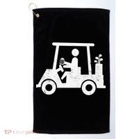 Funny Skeleton Golfer Holding A Beer in Golf Cart Golf Towel thumb 0