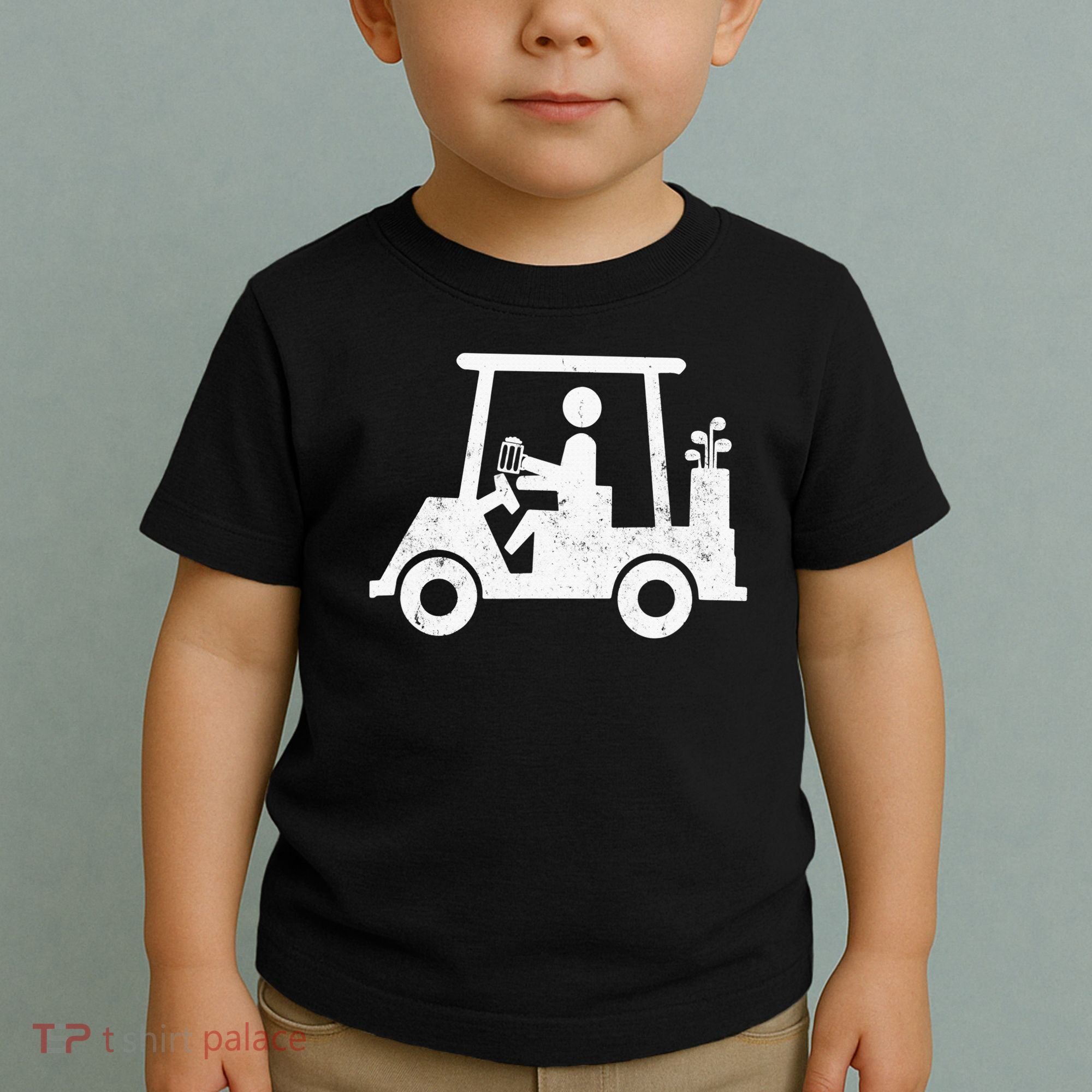 Funny Skeleton Golfer Holding A Beer in Golf Cart Toddler T-Shirt