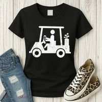 Funny Skeleton Golfer Holding A Beer in Golf Cart Women's T-Shirt thumb 3