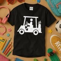 Funny Skeleton Golfer Holding A Beer in Golf Cart Kids T-Shirt thumb 3