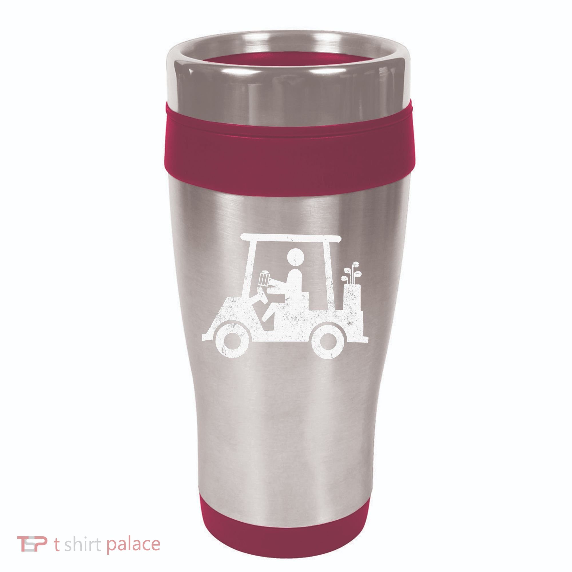 Funny Skeleton Golfer Holding A Beer in Golf Cart 16oz Travel Tumbler