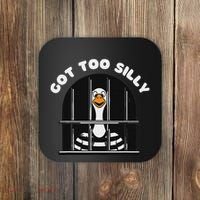 Funny Silly Goose Got Too Silly Goose In Jail Net Trapped Coaster thumb 0