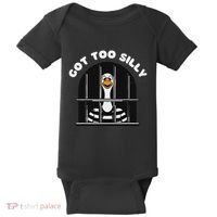 Funny Silly Goose Got Too Silly Goose In Jail Net Trapped Baby Bodysuit thumb 0