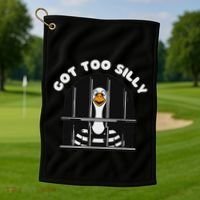 Funny Silly Goose Got Too Silly Goose In Jail Net Trapped Golf Towel thumb 1
