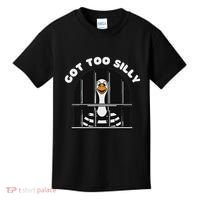 Funny Silly Goose Got Too Silly Goose In Jail Net Trapped Kids T-Shirt thumb 0