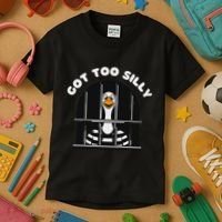 Funny Silly Goose Got Too Silly Goose In Jail Net Trapped Kids T-Shirt thumb 3