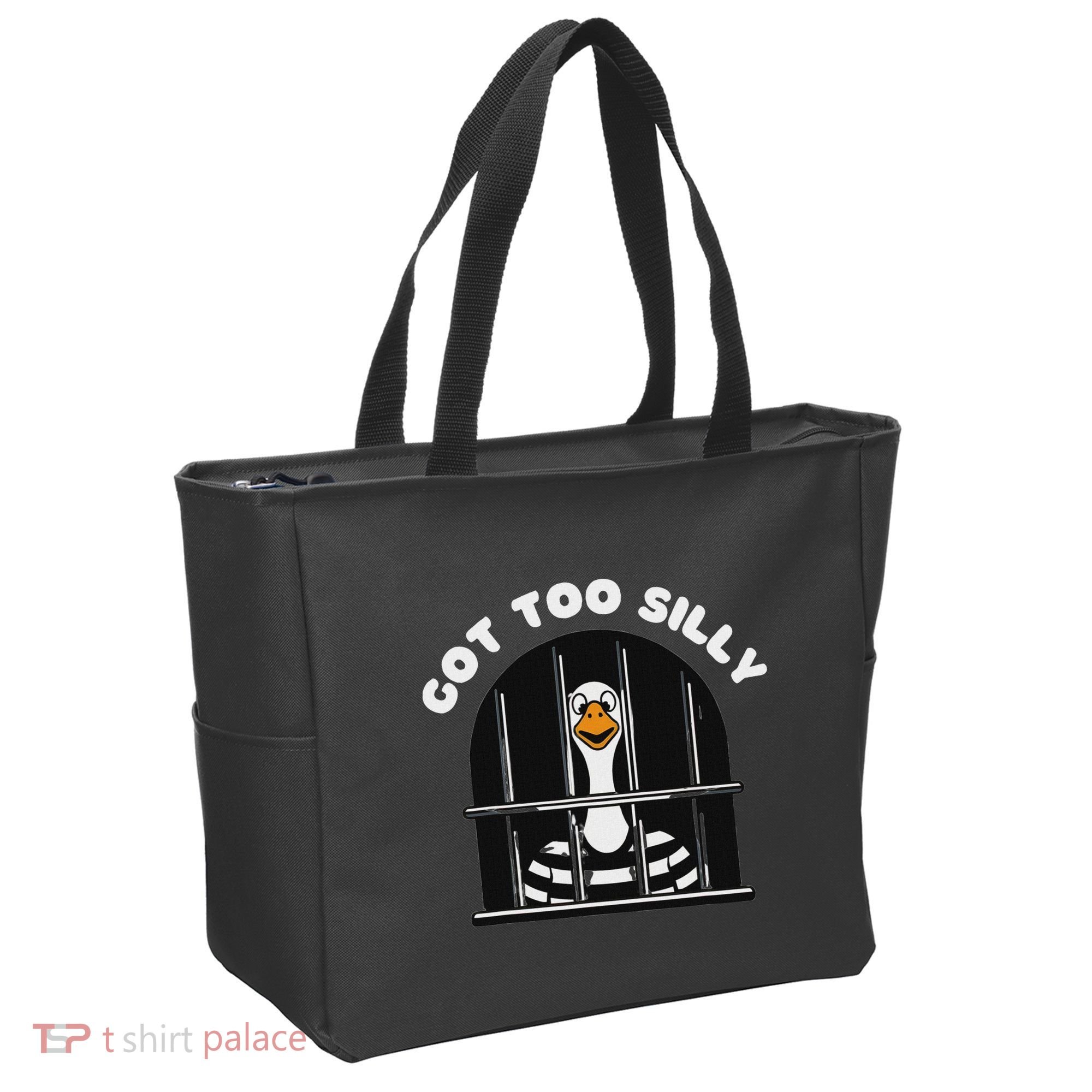 Funny Silly Goose Got Too Silly Goose In Jail Net Trapped Tote Bag