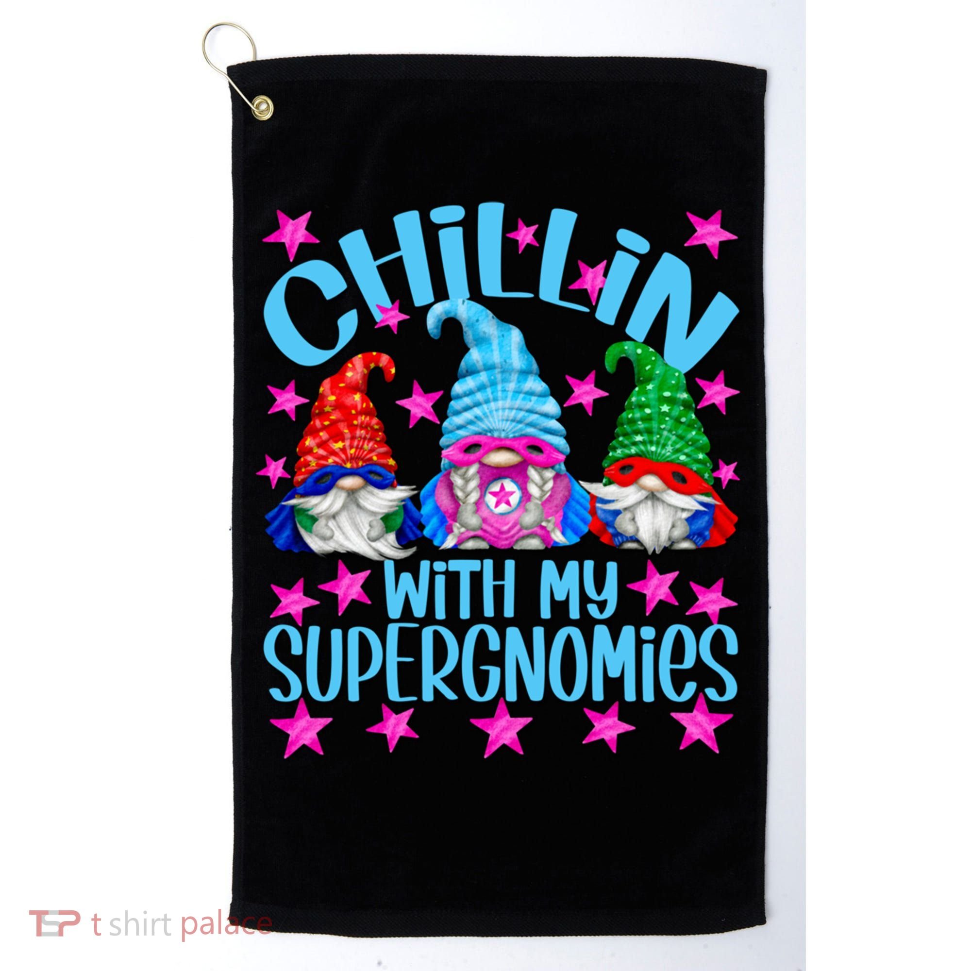 Funny Superhero Gnomes Chillin With My Gnomies Cool Gift Golf Towel