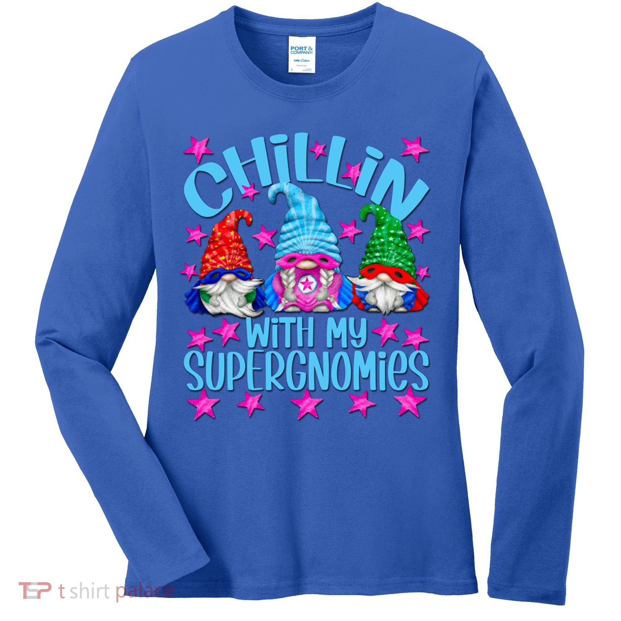 Funny Superhero Gnomes Chillin With My Gnomies Cool Gift Women's Long Sleeve Shirt