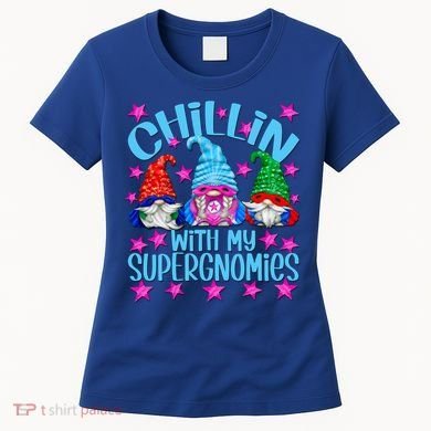 Funny Superhero Gnomes Chillin With My Gnomies Cool Gift Women's T-Shirt