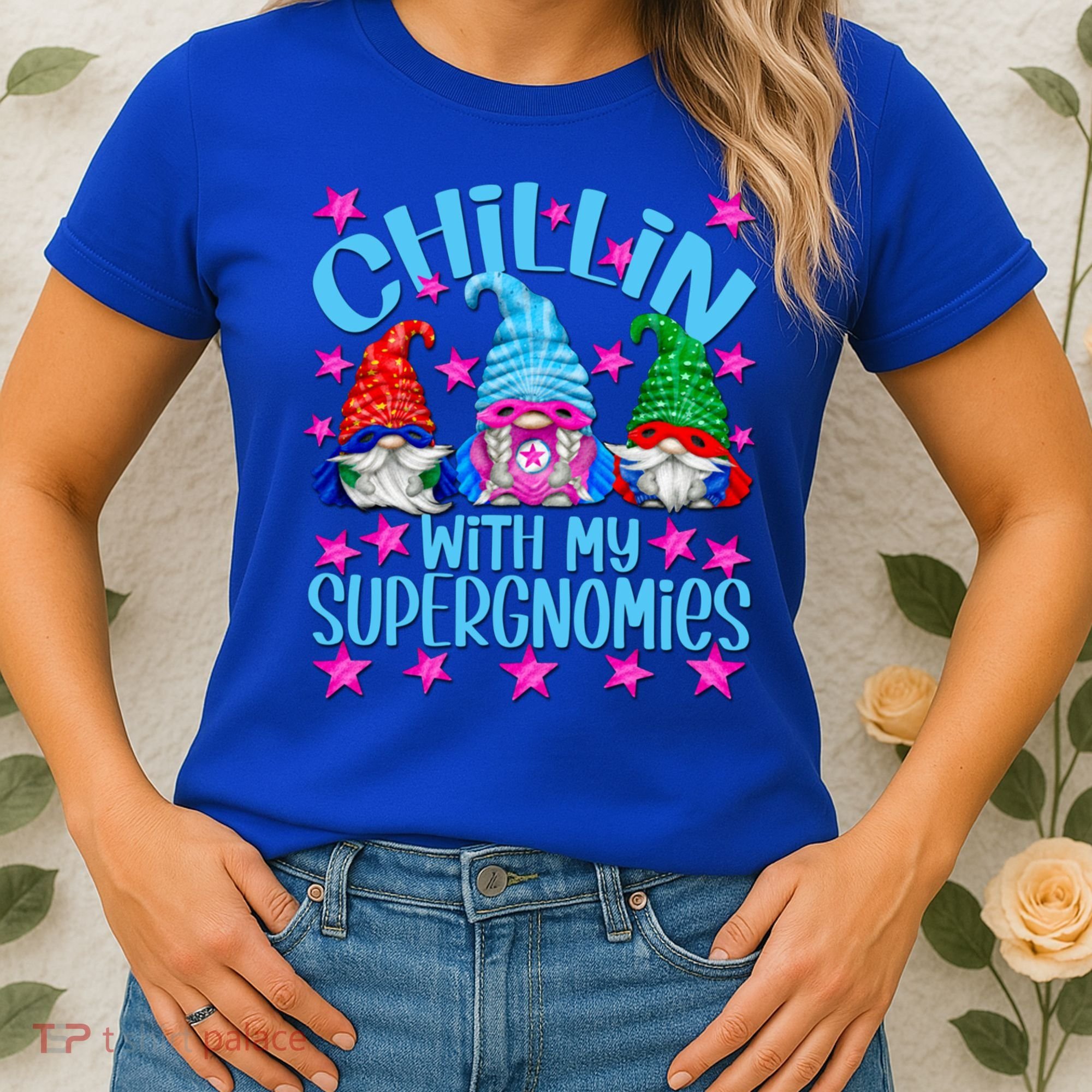 Funny Superhero Gnomes Chillin With My Gnomies Cool Gift Women's T-Shirt