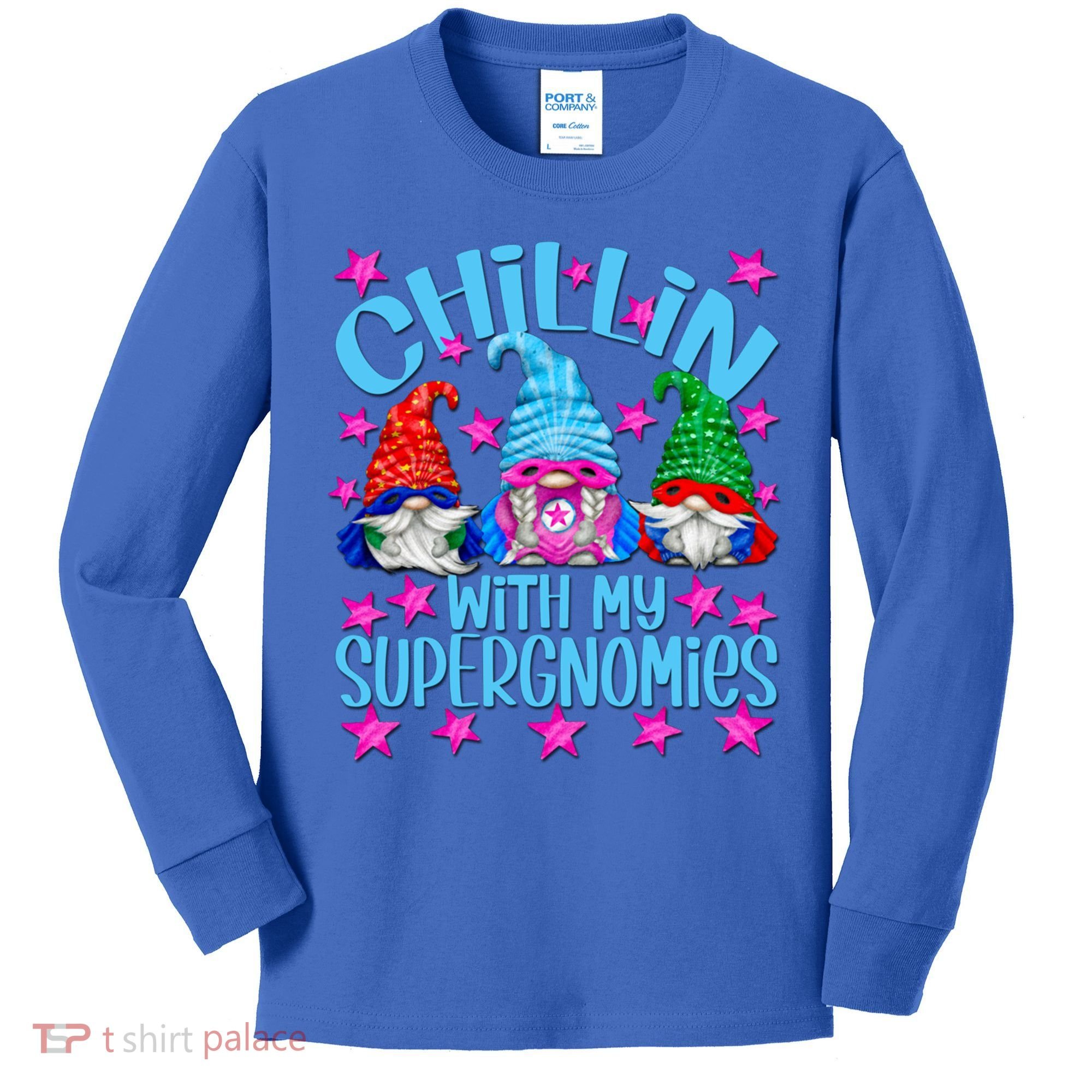 Funny Superhero Gnomes Chillin With My Gnomies Cool Gift Kids Long Sleeve Shirt