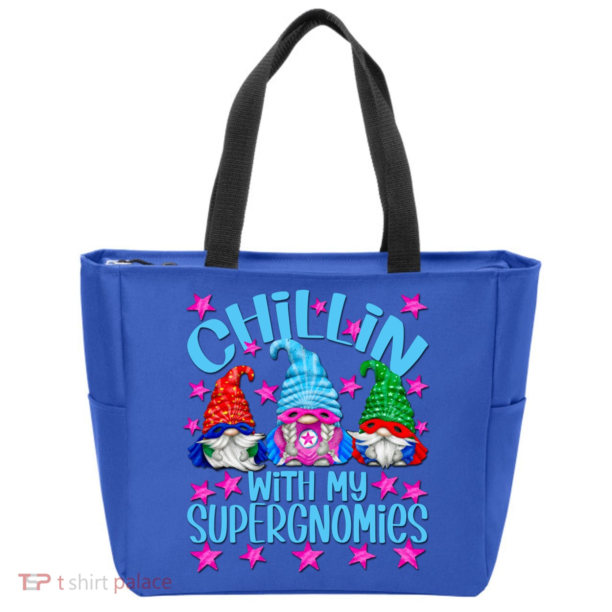 Funny Superhero Gnomes Chillin With My Gnomies Cool Gift Tote Bag