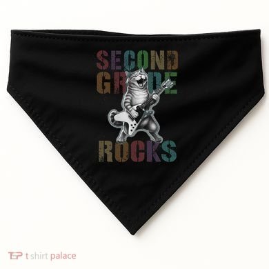 Fabulous Second Grade Rocks 2nd Grader Cat Graduating Squad USA-Made Doggie Bandana