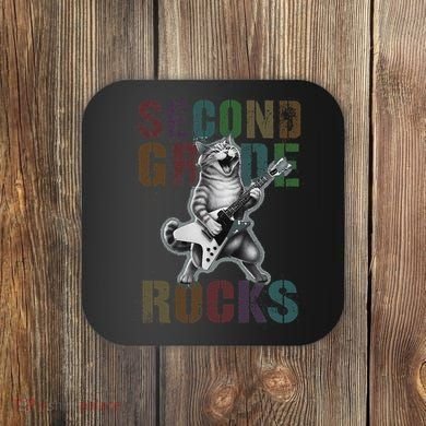 Fabulous Second Grade Rocks 2nd Grader Cat Graduating Squad Coaster