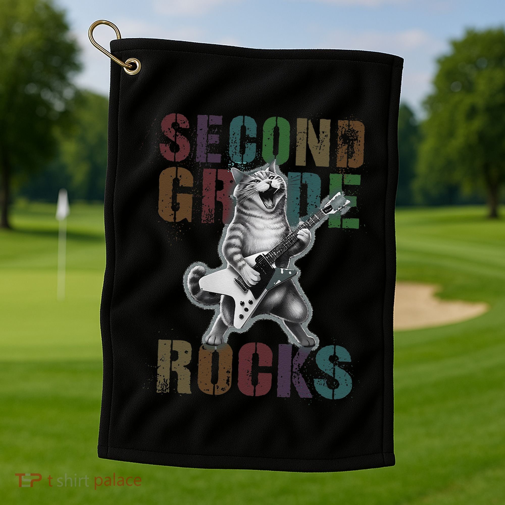 Fabulous Second Grade Rocks 2nd Grader Cat Graduating Squad Golf Towel