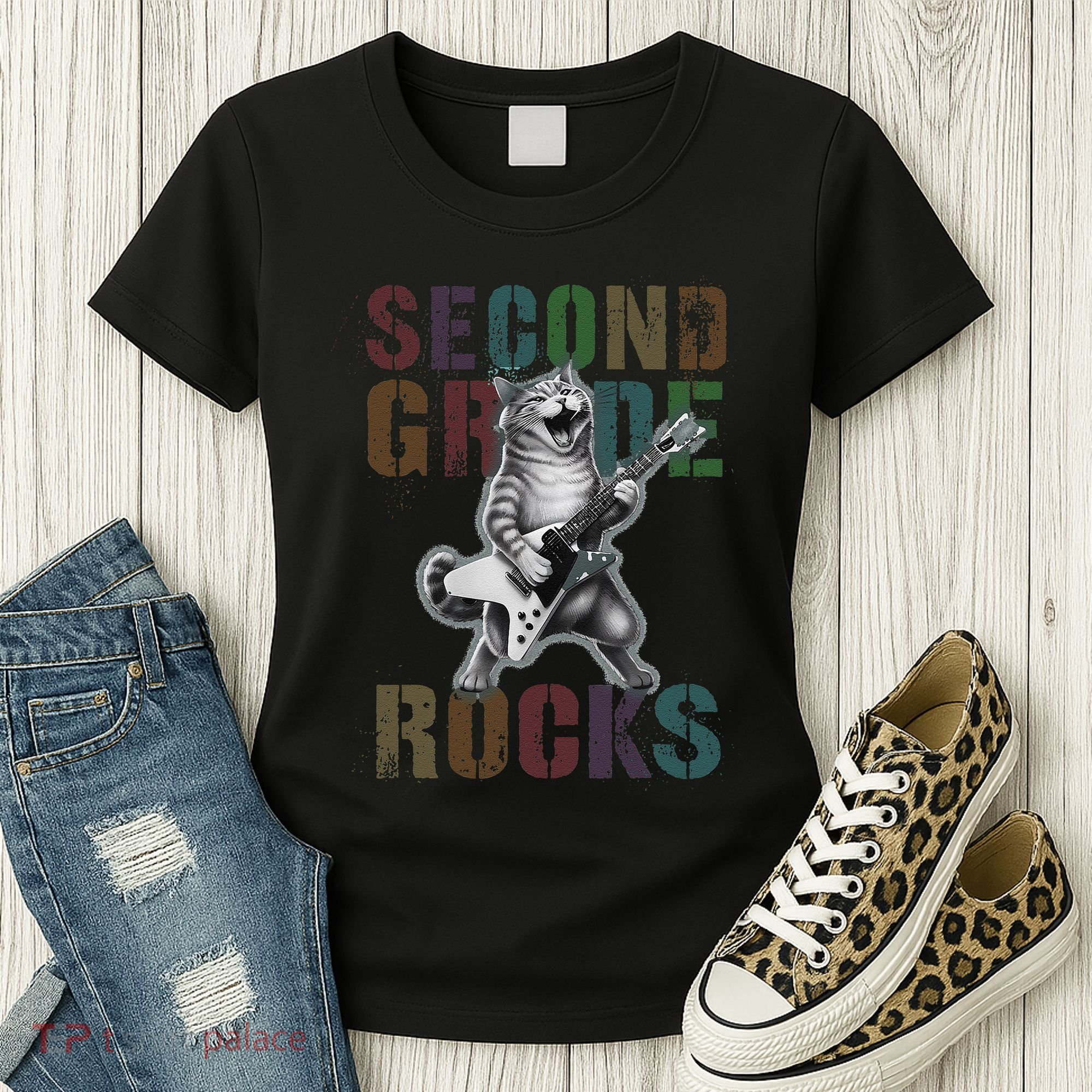 Fabulous Second Grade Rocks 2nd Grader Cat Graduating Squad Women's T-Shirt