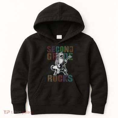 Fabulous Second Grade Rocks 2nd Grader Cat Graduating Squad Kids Hoodie