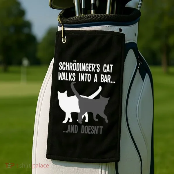Funny Scientist Gift Schroedingers Cat Quantum Physics Golf Towel