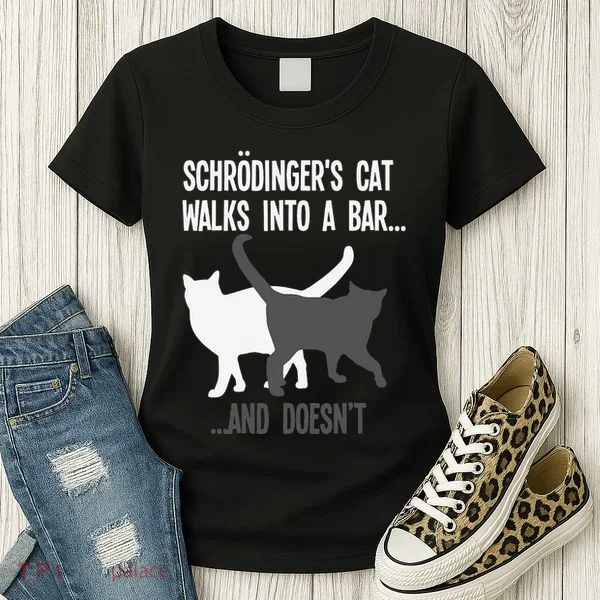 Funny Scientist Gift Schroedingers Cat Quantum Physics Women's T-Shirt