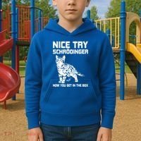 Funny Science Gift Schrödingers Cat Quote Physics Great Gift Kids Hoodie thumb 2