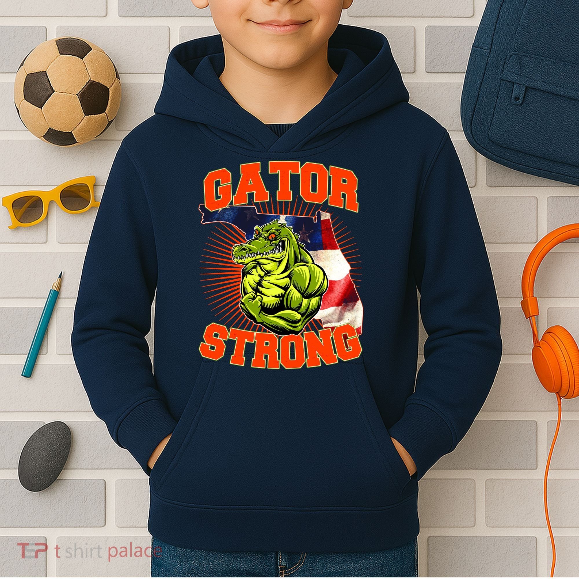 Florida State Gator Strong USA Flag Kids Hoodie