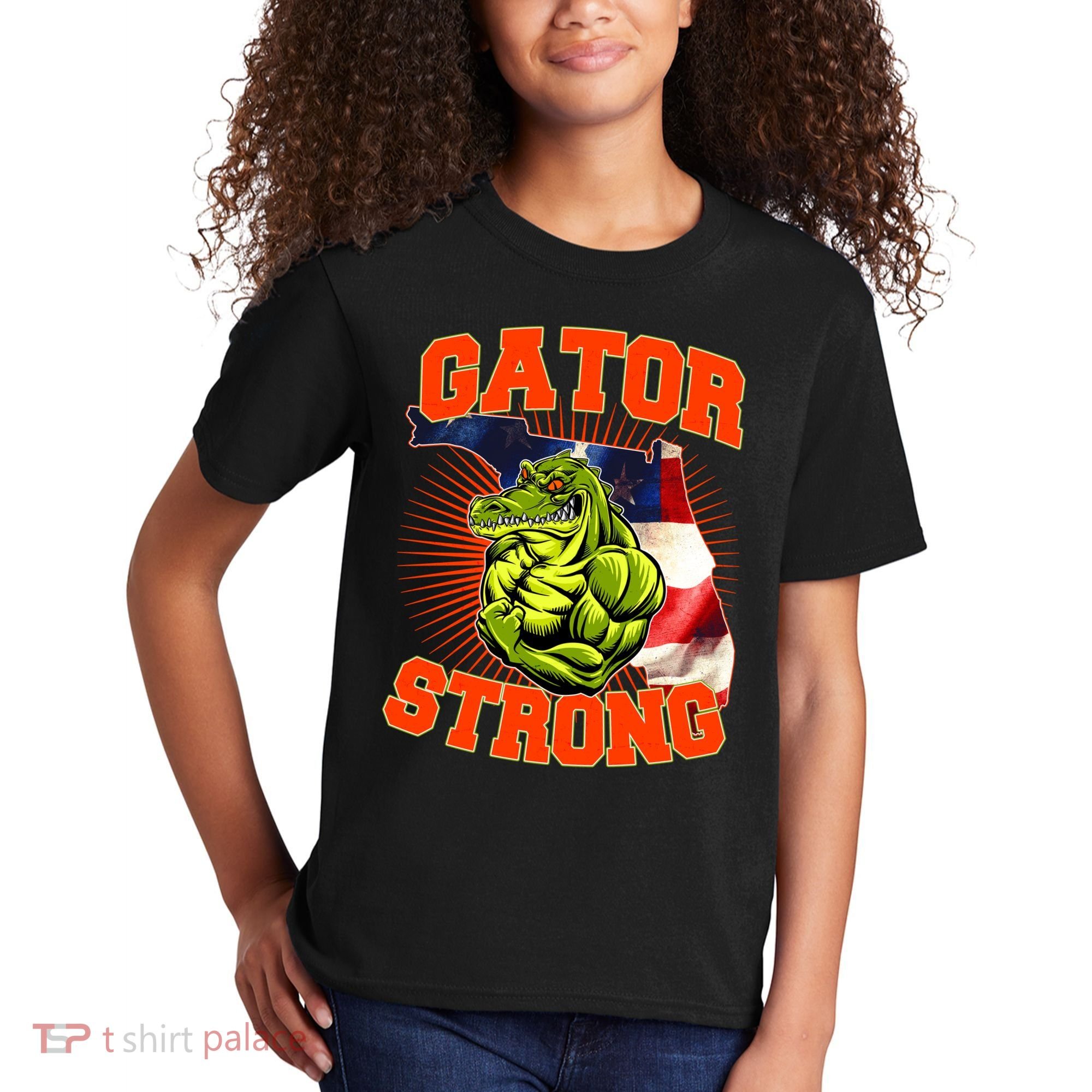 Florida State Gator Strong USA Flag Kids T-Shirt