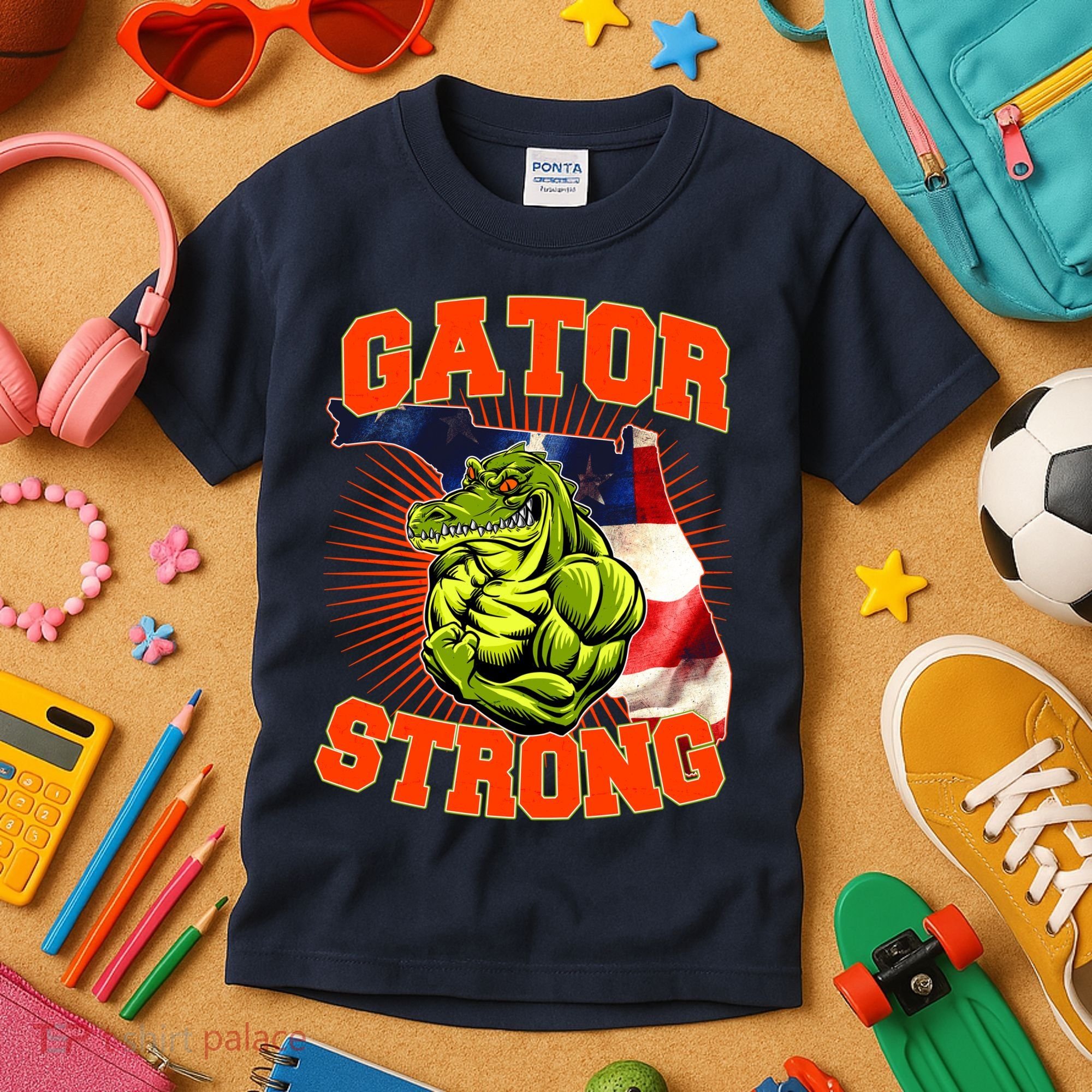 Florida State Gator Strong USA Flag Kids T-Shirt