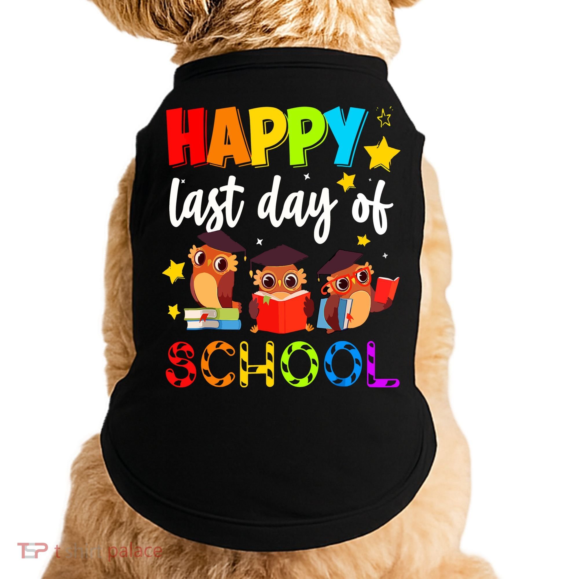 Funny School Gift Cute Owl Last Day Of School Teacher Doggie Tank