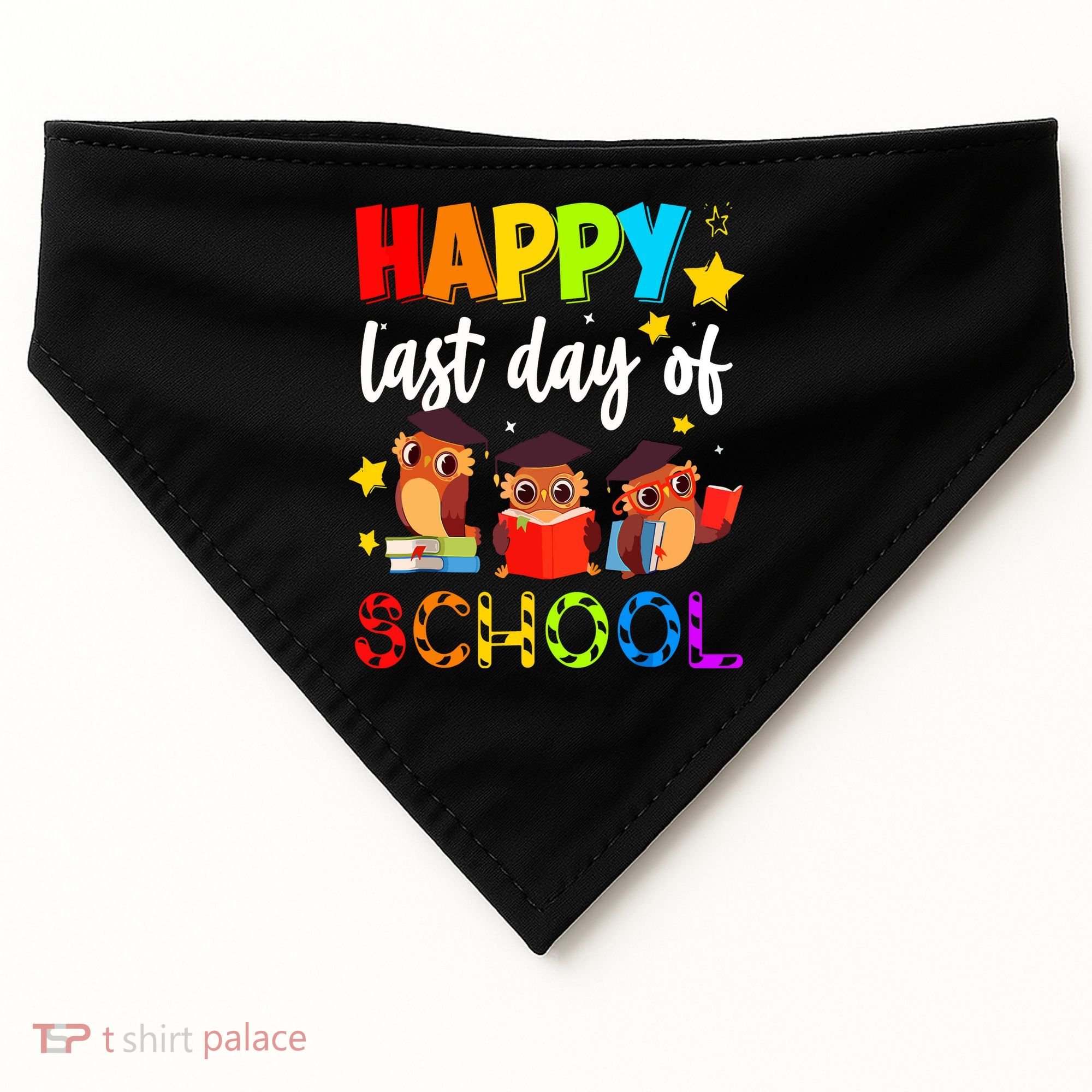 Funny School Gift Cute Owl Last Day Of School Teacher USA-Made Doggie Bandana