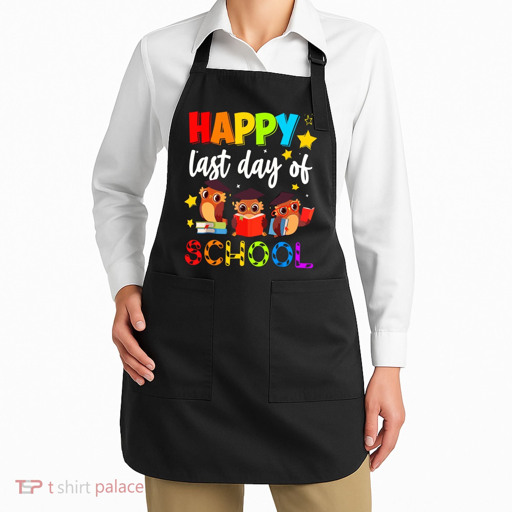 Funny School Gift Cute Owl Last Day Of School Teacher Apron