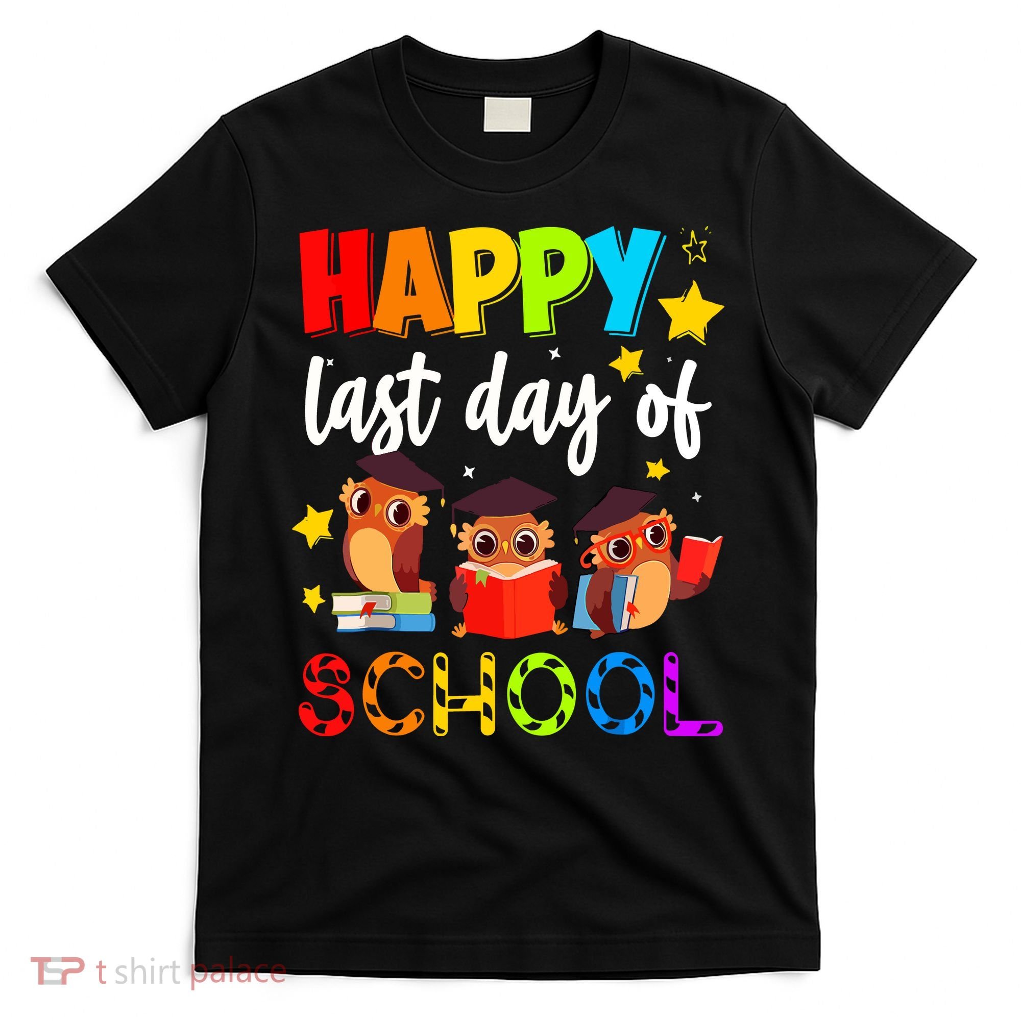 Funny School Gift Cute Owl Last Day Of School Teacher T-Shirt