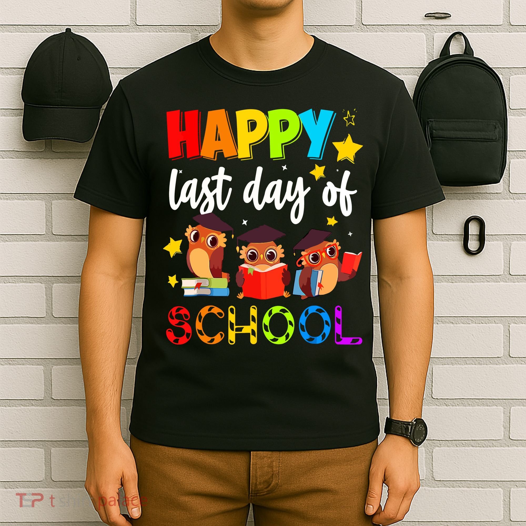 Funny School Gift Cute Owl Last Day Of School Teacher T-Shirt