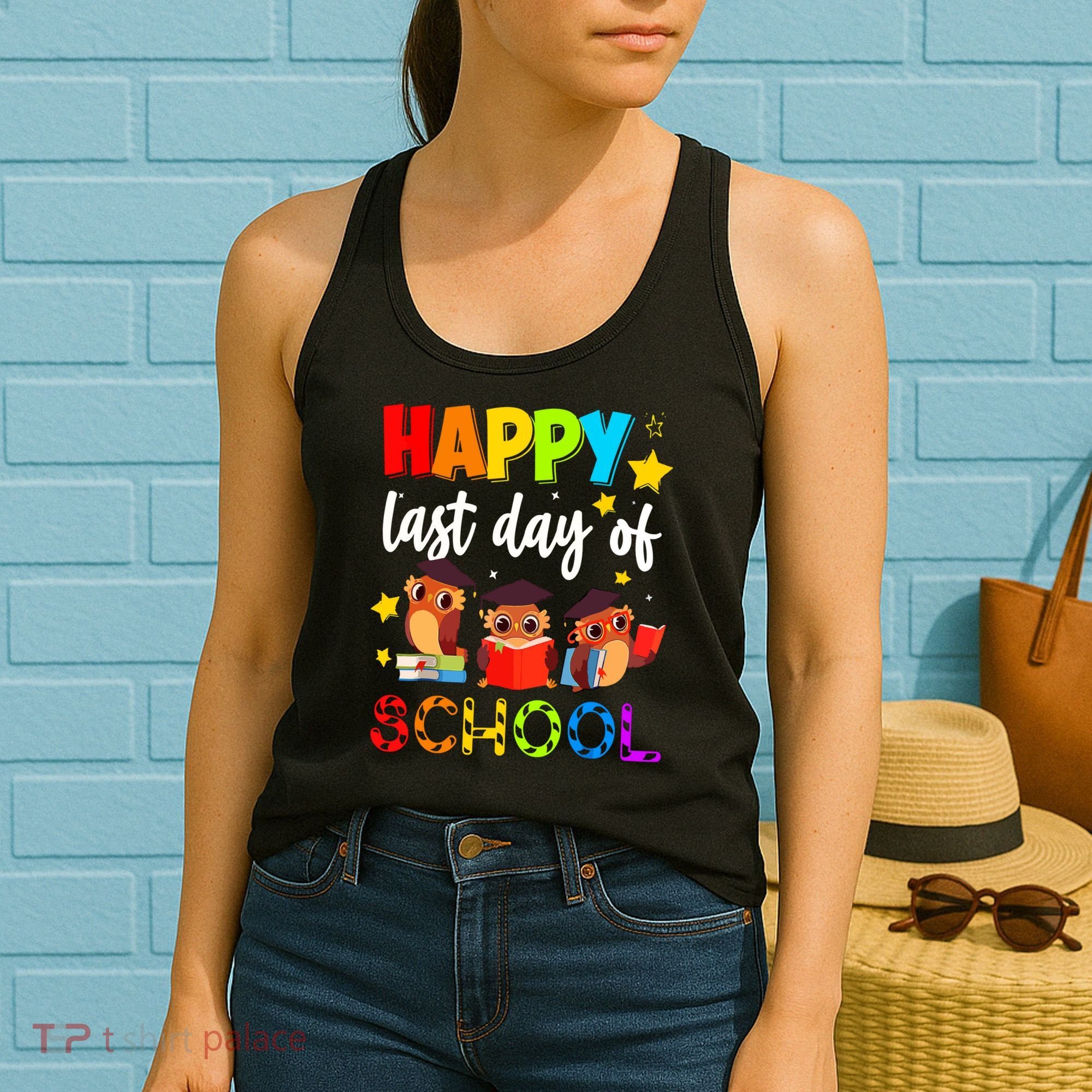 Funny School Gift Cute Owl Last Day Of School Teacher Women's Tank Top