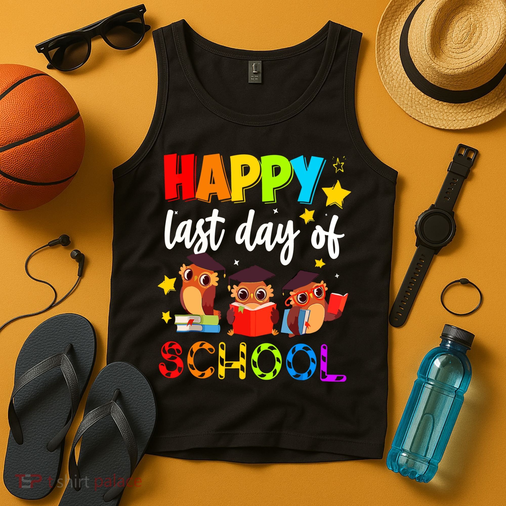 Funny School Gift Cute Owl Last Day Of School Teacher Tank Top