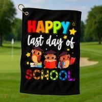 Funny School Gift Cute Owl Last Day Of School Teacher Golf Towel thumb 1
