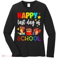 Funny School Gift Cute Owl Last Day Of School Teacher Women's Long Sleeve Shirt thumb 0