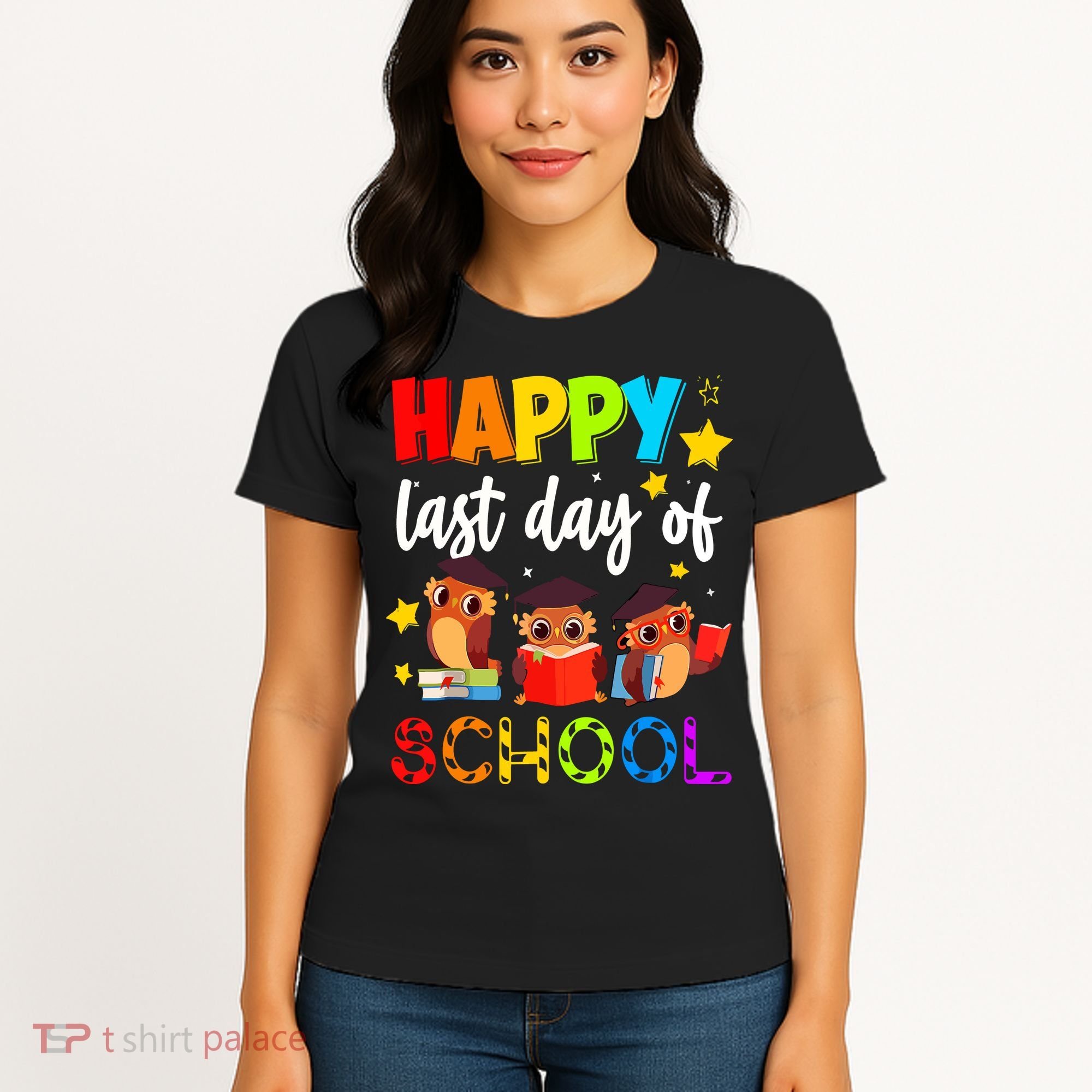 Funny School Gift Cute Owl Last Day Of School Teacher Women's T-Shirt