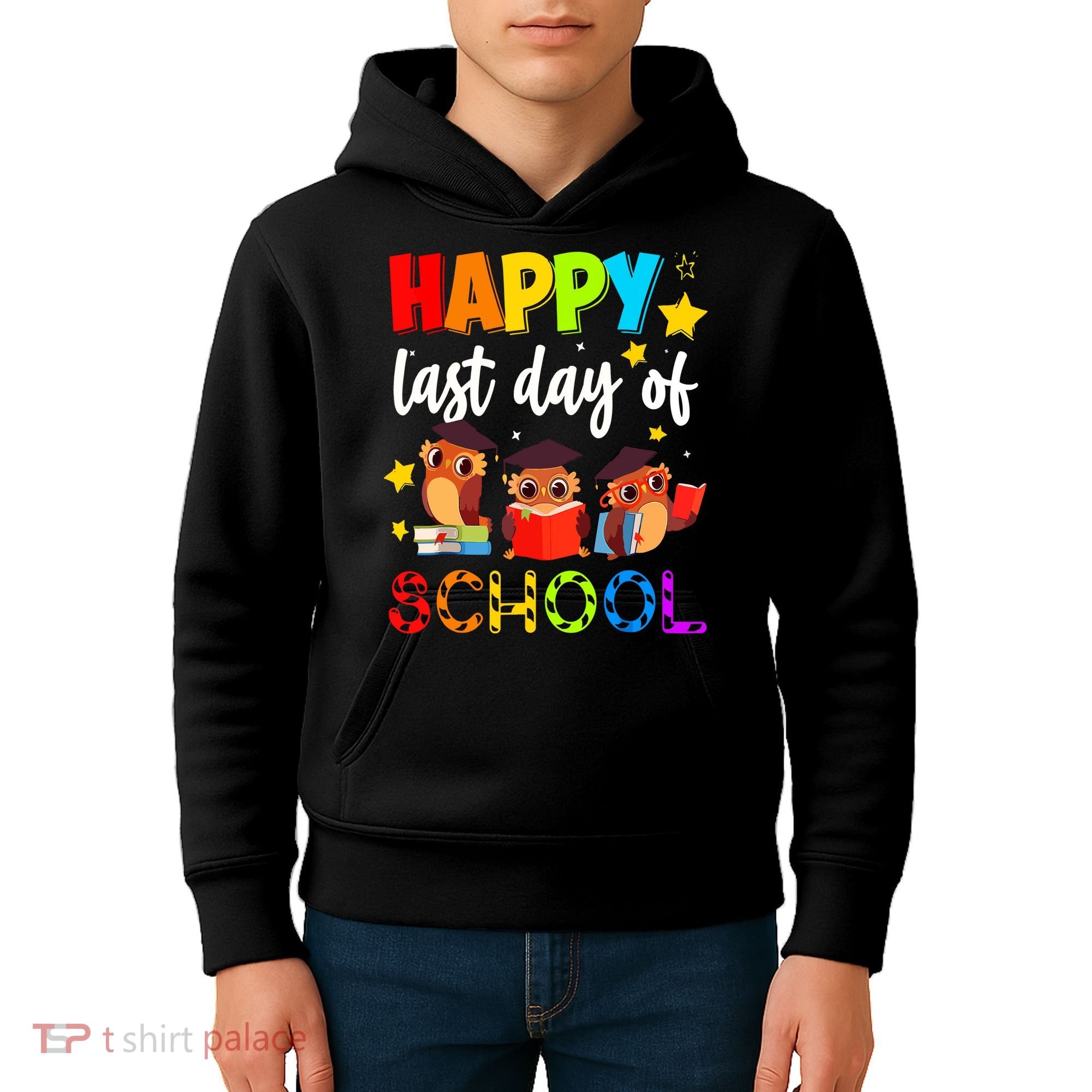 Funny School Gift Cute Owl Last Day Of School Teacher Kids Hoodie