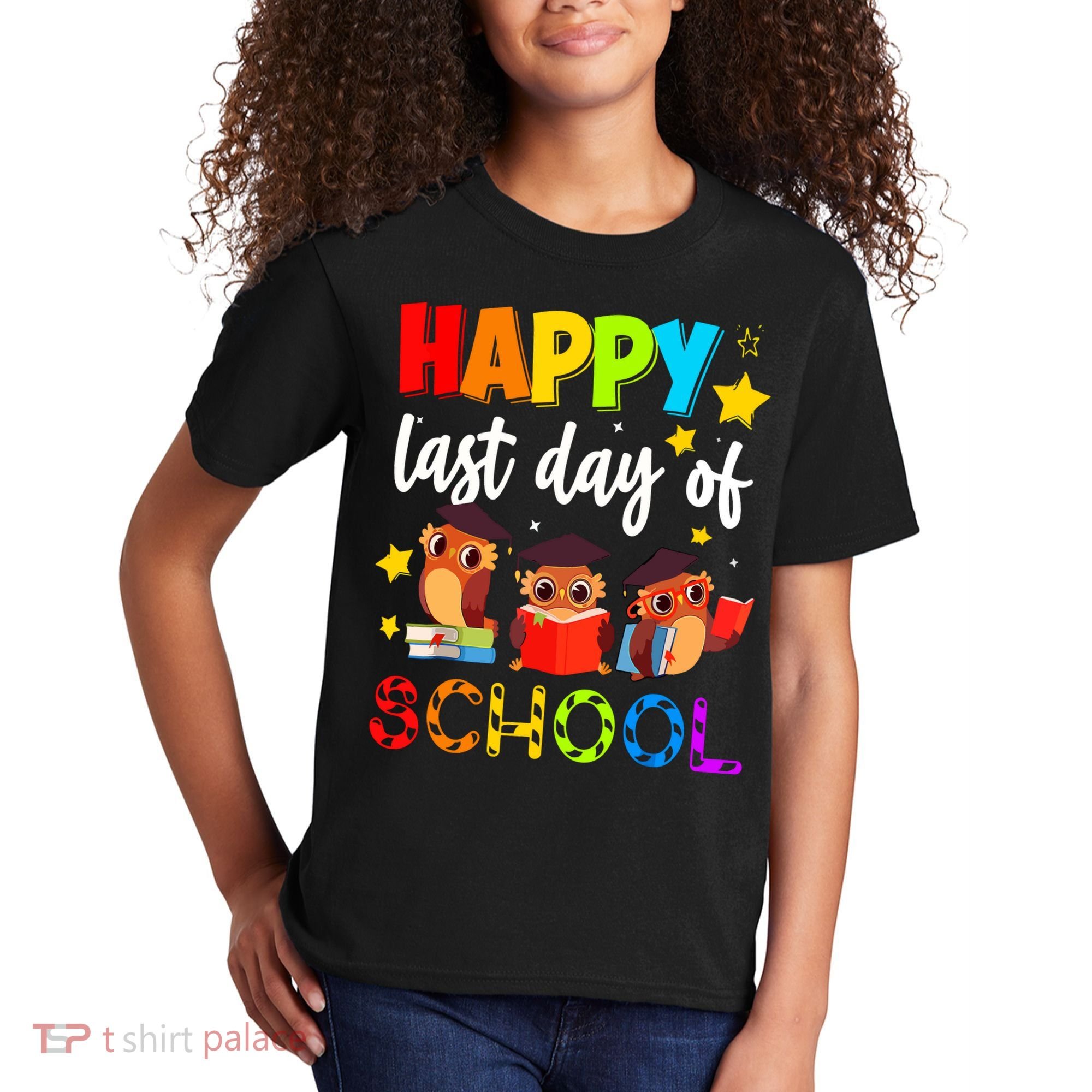 Funny School Gift Cute Owl Last Day Of School Teacher Kids T-Shirt