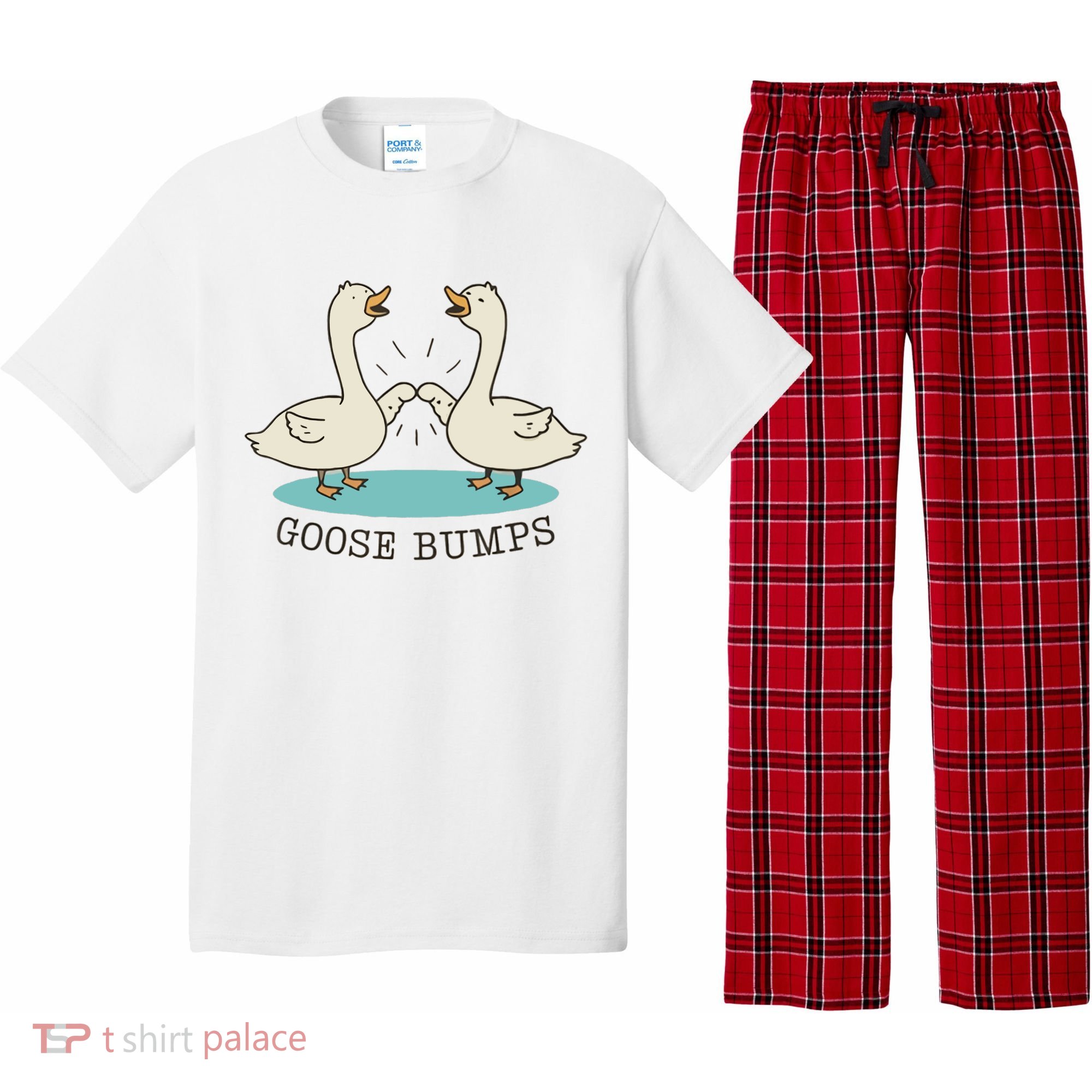 Funny Silly Goose Bumps Pun Fist Bump Goose Farmcore Pajama Set
