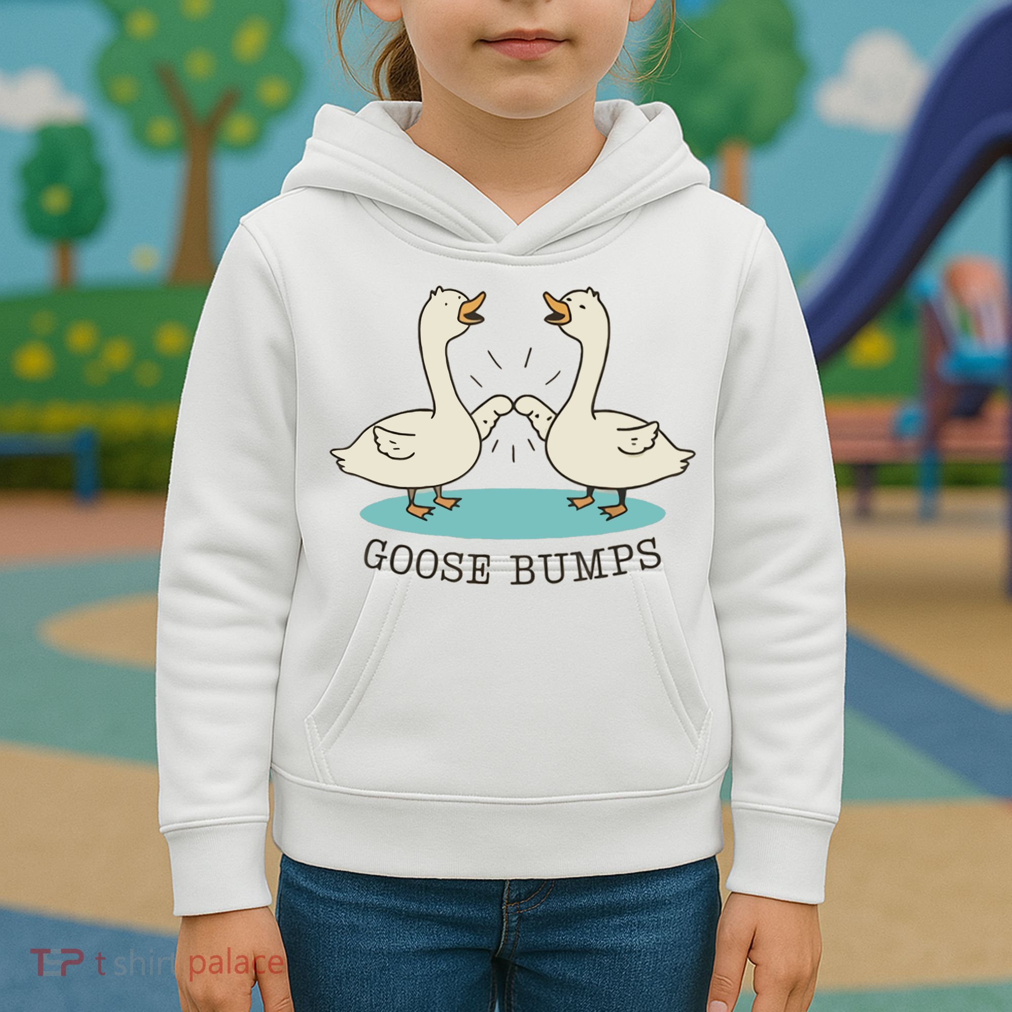 Funny Silly Goose Bumps Pun Fist Bump Goose Farmcore Kids Hoodie