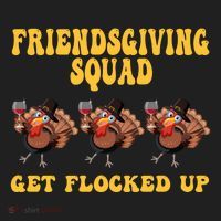 Friendsgiving Squad Get Flocked Up Funny Thanksgiving Beanie thumb 2